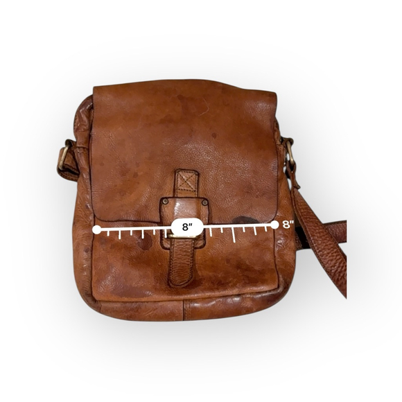 Harbour 2nd Genuine Leather Crossbody Bag Cognac Brown Messenger Satchel - Picture 3 of 9